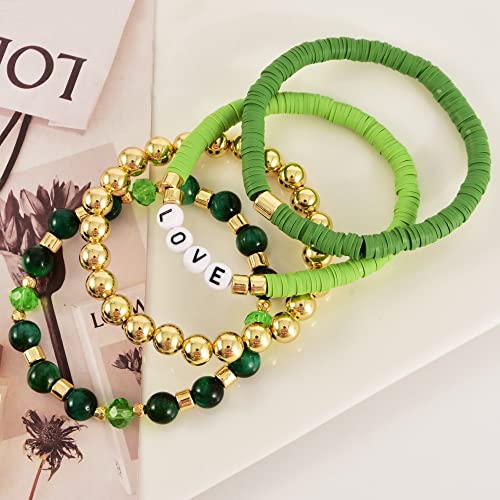 Boho Beaded Stretch Bracelets For Women Stackable Crystal Gold Plated Beaded Bracelets Set Trendy Handmade Friendship Braeclet Jewelry Gifts - color: Q-gold baeded