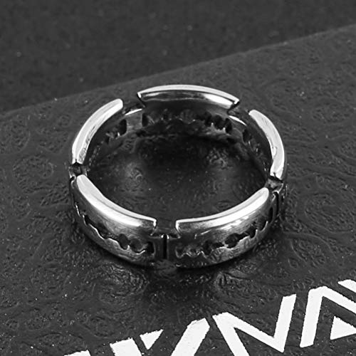 HZMAN Men's Punk Stainless Steel Silver Gothic Double Edge Blades Ring Bands