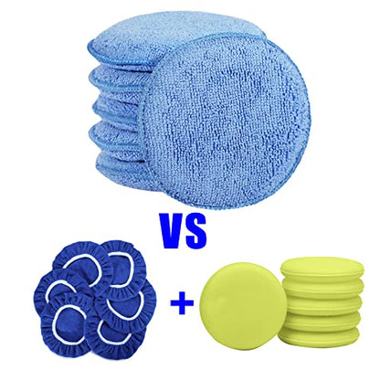 FONAROLL Wax Applicator Pads Polishing Pads Microfiber Applicator Pad for Car Wax and Polishing (Blue 12Pcs) - color: Blue 12pcs