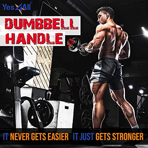 Yes4All Threaded Dumbbell Handles, Adjustable Dumbbell Bar Pair, 14/16/18/24-Inch Sizes, Fits 1" or 1.15" Plates, Non-Slip Grip, Secure Star-Lock Collars - color: 14" - Chrome - Black