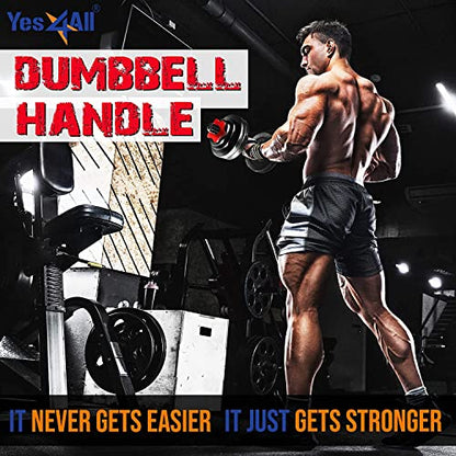 Yes4All Threaded Dumbbell Handles, Adjustable Dumbbell Bar Pair, 14/16/18/24-Inch Sizes, Fits 1" or 1.15" Plates, Non-Slip Grip, Secure Star-Lock Collars - color: 14" - Chrome - Black