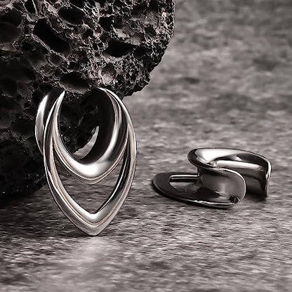 DOEARKO 2PCS Fashion Round Spiral Saddle 316 Stainless Steel Ear Tunnels Plugs Stretcher Gauges For Ear lobe Expander Piercing Body Jewelry - color: #1 Silver, size: 14mm(9/16")