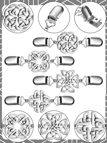 Jetec 4 Pieces Vintage Sweater Shawl Clips Retro Cardigan Collar Dress Shirt Brooch Clips for Women Wearing, 4 Styles - style: Casual Style