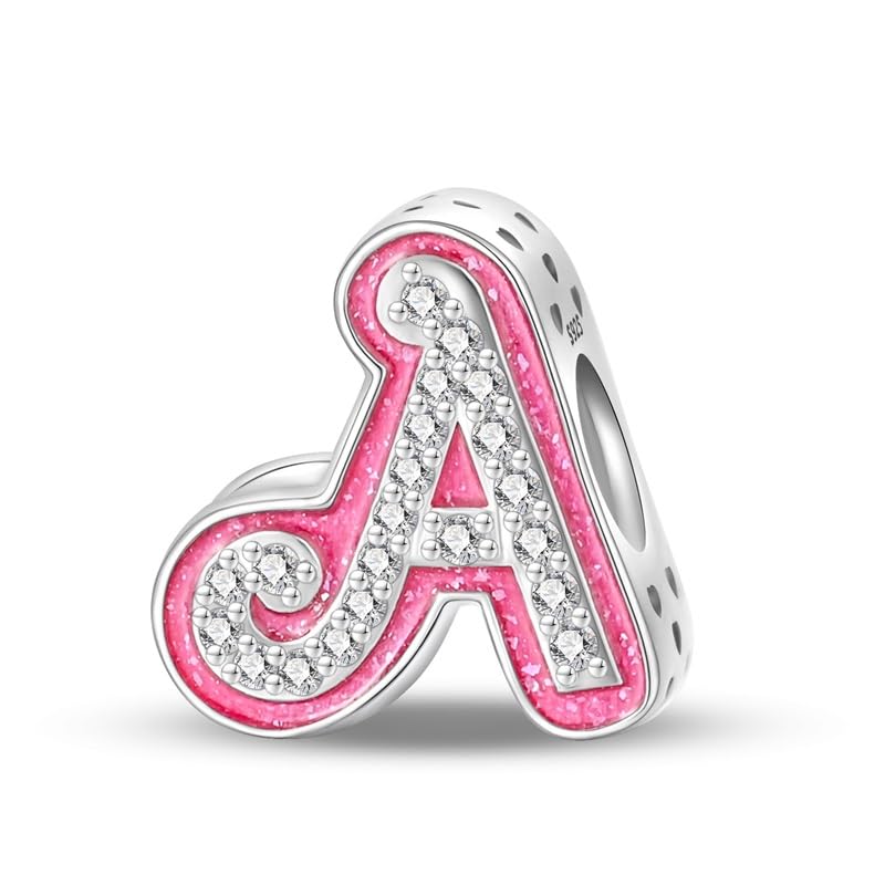 925 Sterling Silver Letter Charms Fits Pandora Bracelets Alphabet AZ Bead Charm for Bracelets Necklace with 5A Cubic Zirconia for Women Birthday Ceremony DIY Jewelry Gift - style: 1-A