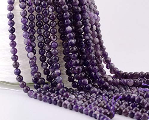 Natural Stone Beads 100pcs 8mm Amethyst Round Genuine Real Stone Beading Loose Gemstone Hole Size 1mm DIY Charm Smooth Beads for Bracelet Necklace Earrings Jewelry Making (Amethyst) - color: Amethyst Purple, size: 8mm