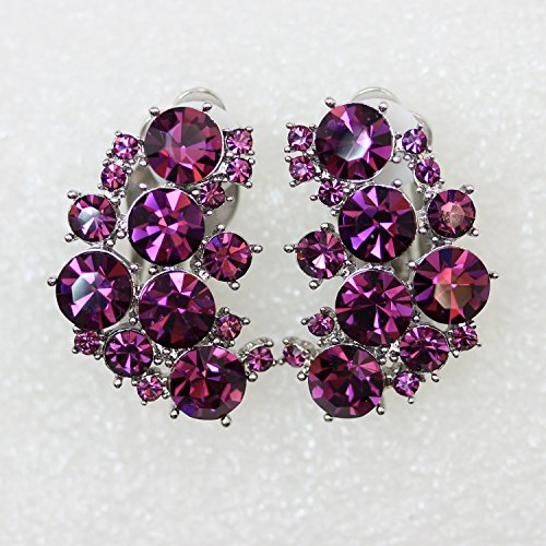 Faship Gorgeous Clip Ons Floral Earrings - color: Purple