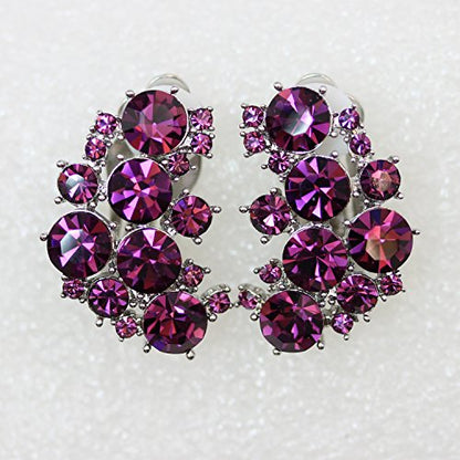 Faship Gorgeous Clip Ons Floral Earrings - color: Purple