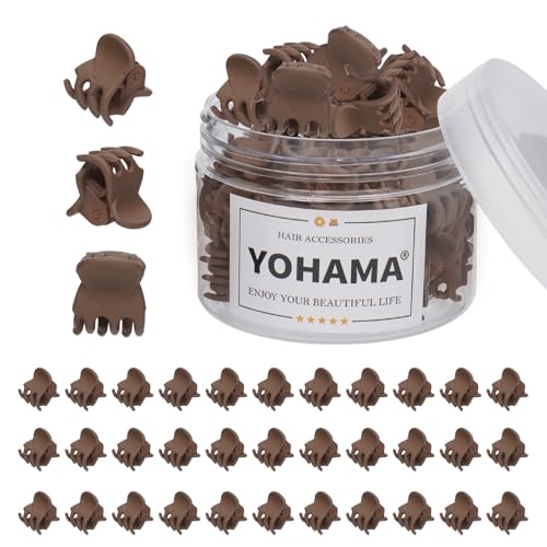 YOHAMA 36Pcs Dark Brown Mini Hair Claw Clips for Women&Girls, Bangs Clamp | Durable Strong Springs, Great Grip, Thick Plastic, Non-non-Pulling or Snagging, Holder Tightly, Multifunction, Holiday Gifts - color: Dark Brown-1.4cm