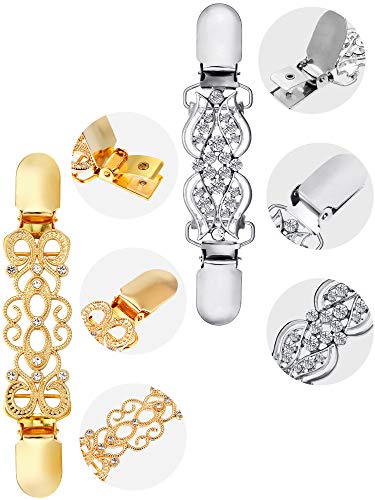 4 Pieces Vintage Sweater Shawl Clips Retro Cardigan Collar Dress Shirt Brooch Clips for Women Wearing, 4 Styles(Stylish Style)