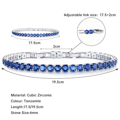 HEEYA Birthstone Silver/Gold Plated Tennis Bracelets, Adjustable 4mm CZ Tennis Bracelets for Women, Fashion Jewelry Wedding Gift Size 6.8 inch+1 inch Extender - color: 12 December Tanzanite