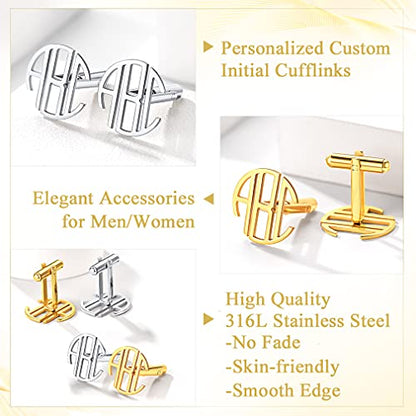 Custom4U Custom Photo Cufflinks for Men Father of the Bride Gifts - color: F-Monogram-Steel