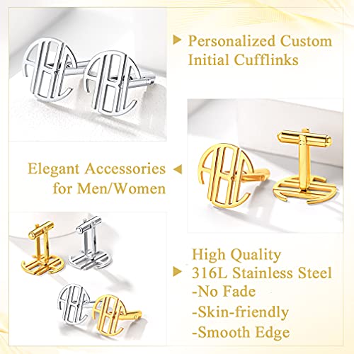 Custom4U Custom Photo Cufflinks for Men Father of the Bride Gifts - color: F-Monogram-Black