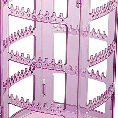 Sooyee Clear Violet Earring Organizer,360 Rotating Earring Holder,4 Tiers Jewelry Rack Display Classic Stand, 156 Holes and 160 Grooves for Necklaces Earrings Piercings - color: Violet