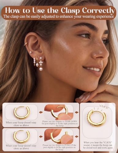 MILACOLATO 5 Pairs 925 Sterling Silver Earrings for Women Trendy Ear Stacks | 14K Gold Plated Stud Huggie Hoop Earrings Set Hypoallergenic CZ Pearl Dangle Earring Prom Bridal Bridesmaids Wedding Jewelry - color: Gold - Pearl Studs & Hoop Hoops & CZ Studs