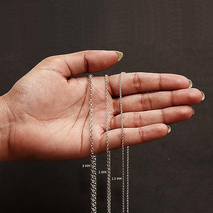 LeCalla 925 Sterling Silver Italian Jewelry Trendy Gift 1.5 MM, 2 MM, 3 MM Rolo Link Chain Necklace for Teen Women and Men with Spring Ring Clasp (16, 18, 20, 24 Inches) - size: Length 24 Inches, style: 2 MM