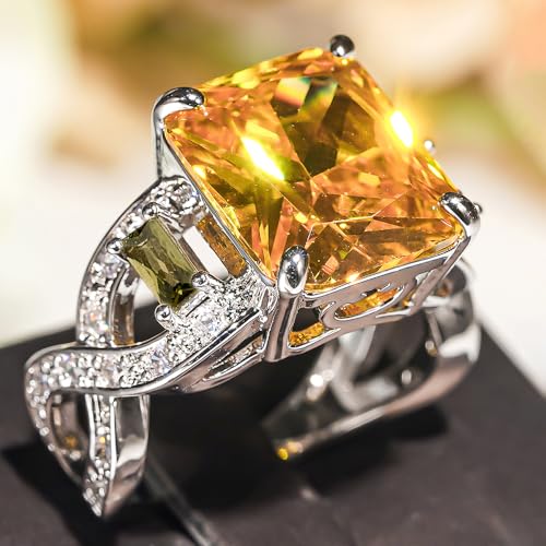 Geometric Bright Cubic Zirconia Party Statement Ring for Women | Cocktail Party, Formal Dinner, Banquet, Gala, Ceremony, Date Night, Holiday Gathering, Luxury Dinner - color: Silver Color