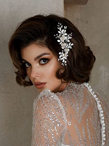 SWEETV Comb, Handmade Wedding Hair Accessory with Rhinestones, Silver, for Brides and Bridesmaids, Bridal Hair Pieces, Wedding Headpiece | Handmade Wedding Hair Clip Accessory Rhinestones Silver Bride Headpiece, Wedding Hair Pieces for Bridesmaids Bridal
