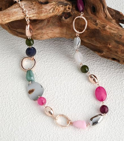 Long Gold Boho Necklaces for Women Beaded Statement Chain Long Necklace Gold Costume Jewelry Birthday Gifts for Her - color: 93-Colorful