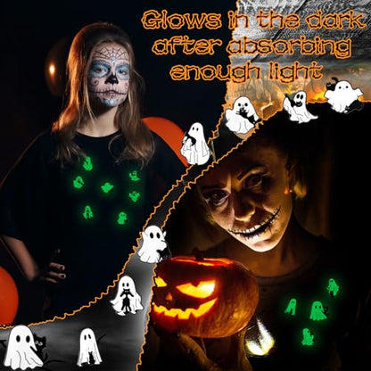 Liliaafar 36 Pieces Halloween Enamel Pins Set Grow in the Dark Halloween Lapel Pins Bulk for Backpacks Clothing Hat Bag Gifts - style: Black Cat Ghost