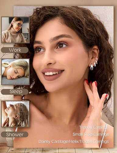 ORAZIO Small Gold Hoop Earrings for Women Hypoallergenic 14K Gold Plated Chunky Huggie Earring Sets for Multiple Piercing Dainty Earing Stacks Set Cute Silver Cartilage Jewelry Trendy Gifts - style: Silver Plated-Chunky Classic