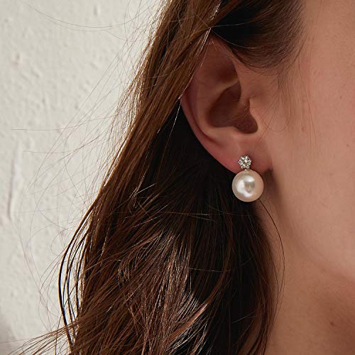 Han han Pearl Stud Earrings for Women 925 Sterling Silver, Pearl Jewelry Gift for Women 8MM-13MM - style: A- Large Pearl Studs 13mm
