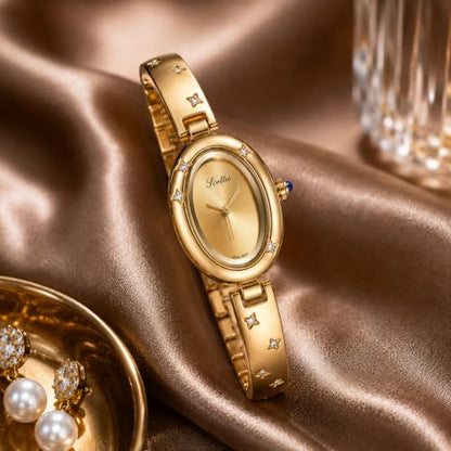 FORSINING Watches for Women, Ladies Quartz Watch Oval Crystal Watch, Japanese Quartz Movement 3ATM Waterproof Fashion Female Wrist Watch Luxury Birthday Gifts - color: White