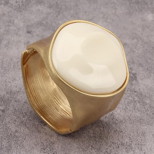 Gold Cuff Bracelet for Women Chunky Bracelet Statement Bracelet | Chunky Bangle Bracelets for Women Silver Beaded Open Bangle Stackable Stretch Bead Bracelet Boho Jewelry Gift for Wife Couple - style: Gold Thick Bangles