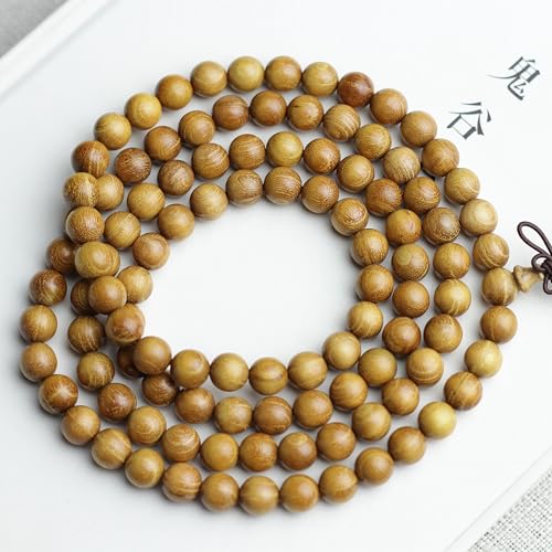 Zen Dear Natural Golden Sandalwood Mexican Bocote Mala Prayer Bead Bracelet Link Wrist Necklace Mala Beads - style: 8mm 108 beads