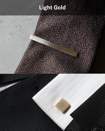 [TAVARAT] Tie Clip Tie Clips for Men Black Silver Tie Bar Tie Pin Tps-043 - style: Cufflinks set (ligh gold)