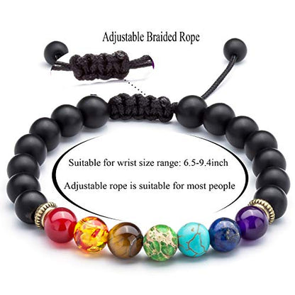 Men Women 8mm Lava Rock Beads Chakra Bracelet - color: set5