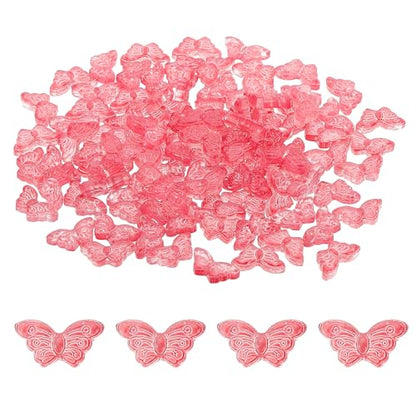 PATIKIL Butterfly Beads, 100Pcs Crystal Butterfly Beads Translucent Czech Glass Beads Spacer Bead for DIY Jewelry Making Bracelets Necklace - color: Wine Red