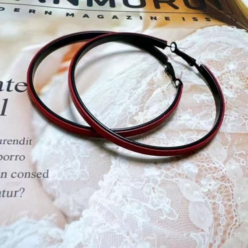 Hoop Earrings for Women Leather Hoop Earrings-Medium/Large Hoops-Lightweight hoop - color: Red