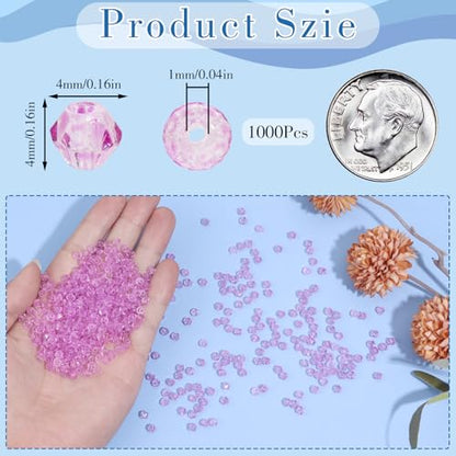 1000Pcs 4mm Faceted Crystal Glass Bicone Beads Loose Bead for DIY Bracelet Necklace Earring Keychain Jewelry Making,Amethyst - color: Amethyst