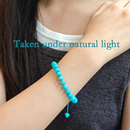 468Handmade Adjustable Natural Gemstone Crystal Bracelet Healing Power Energy Inspirational Gifts with Card for Unisex - color: 25-Turquoise (Safety), size: 5x8mm
