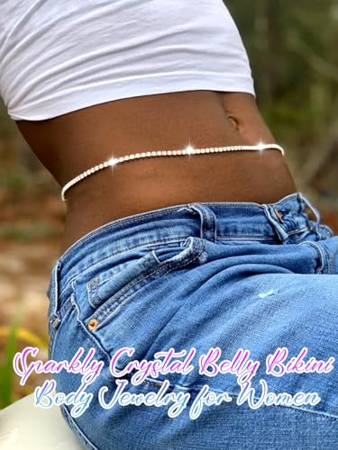 Tgirls Crystal Waist Chains Silver Sexy Layered Heart Rhinestone Belly Bikini Body Chains Sparkly Love Waist Body Jewelry for Women