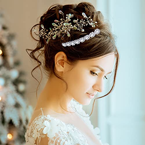 Geosar 4 Pieces Alloy Rhinestone Side Hair Combs Crystal Flower Clips Wedding Comb Bridal Jewelry Clips Combs French Hair Accessories for Women(Silver,Gold) - color: Silver,Gold