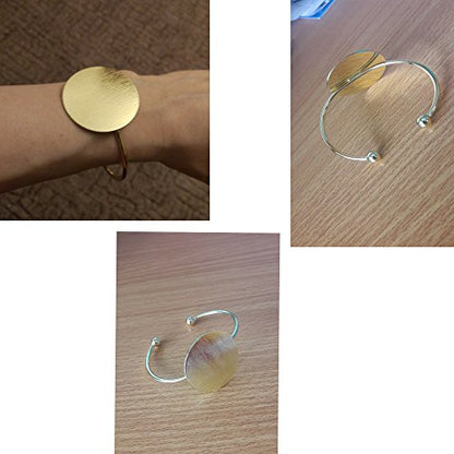 AOCHEE Geometric Circle Bangle Open Brushed Big Round Cuff Wire Bangle Punk Bracelet for Women - color: Silver