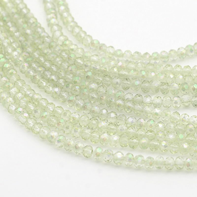 1110pcs Faceted Rondelle Glass Seed Beads 3x2mm Mini Crystal Loose Spacer Beads for DIY Friendship Bracelet Necklace Beading Craft Jewelry Making Ornament, Light Green - color: Light Green