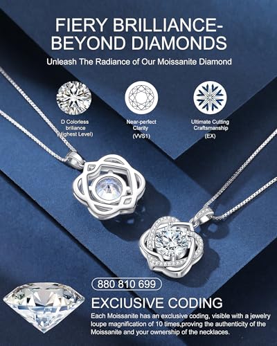 InfinityLove Heart Pendant Necklaces for Women, 2-5 Carat Moissanite Heart Necklace, Anniversary Birthday Christmas Valentine Engagements Mothers Day Jewelry for Wife Her Girlfriend Mom Daughter - color: Silver-3CT