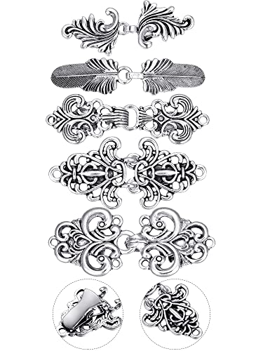 Syhood 5 Pieces Shawl Clips Cloak Clasp Cardigan Sweater Clips Vintage Collar Retro Cloak Brooches and Silver Shawl Pins - style: Novel Style