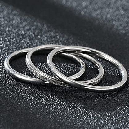 Jude Jewelers 2mm Stainless Steel Three-in-One Stackable Stacking Sand Brushed Wedding Band Ring
