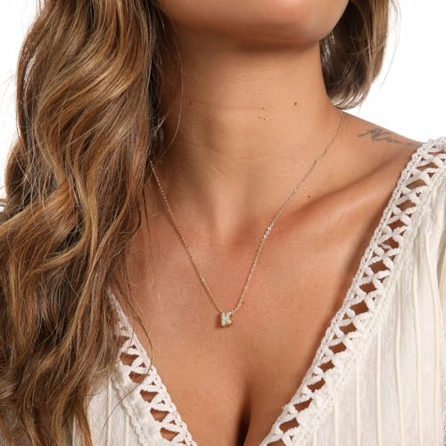 stino 4PCs Bubble Initial Letter Necklace Set, No Tarnish 14K Gold Plated Alphabet Pendant, Jewelry for Women - style: X