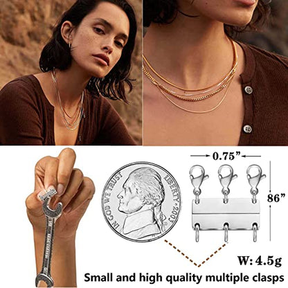 Dailyacc Layering Magnetic Necklace Clasp,18 K Gold and Silver Separator for Stackable Necklaces - color: 2PCS - 2 Silver 3 silver