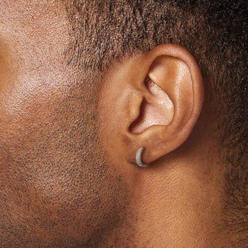 Hoop Earrings for Men - 14K Gold Plated Cartilage Huggie Earrings | Cubic Zirconia, Lightweight, CZ Inlaid, Hypoallergenic for Sensitive Ears, Mens jewelry Gift for Him - style: silver 4 rows cz