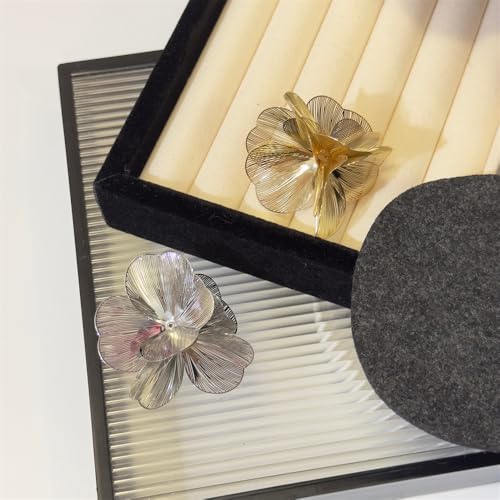 Elegant Big Flower Statement Rings For Women Bohemian Exaggerated Large Metal Floral Hip Hop Punk Ring Fashion Cubic Zirconia Crystal Stamen Adjustable Open Ring Birthday Friendship Christmas Jewelry Gift - color: Gold