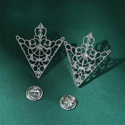 5 Pairs Retro Hollow Pattern Shirt Collar Brooches For Women And Men Gold Plated Triangle & Simple Elegant Double Leaf Collar Pin Brooches Gold Silver Plant Brooch Jewelry - style: Silver sj