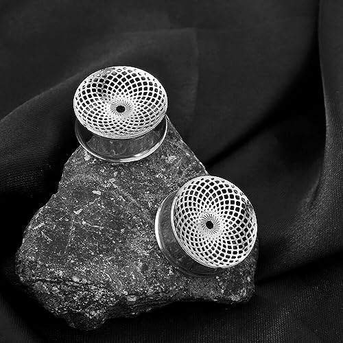 1 Pair New Classic gauges Ear Plugs Tunnels Hypoallergenic 316 Stainless Steel Ear Gauges 8mm-25mm (0G-1") Body Piercing Jewelry - color: Silver-1407, size: 5/8" (16mm)