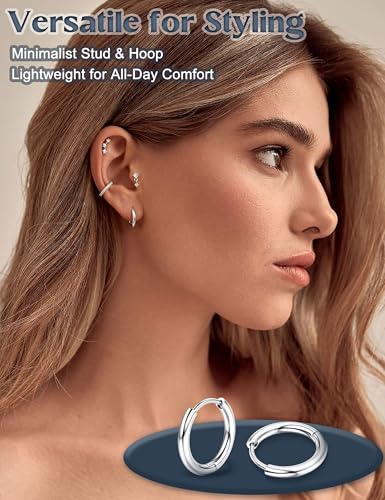 BESTEEL 7Pairs Hypoallergenic Gold Plated Earrings for Women Earring Stacks | Trendy Small Stud Huggie Hoop Earring Stacks Set Surgical Steel Cartilage Helix Jewelry for Sensitive Ears Birthday Gifts - style: S - Small