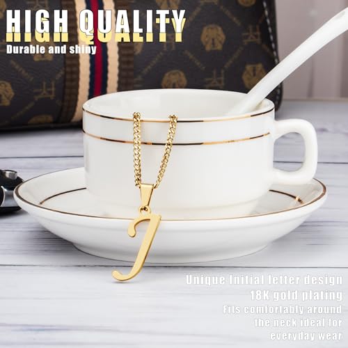 Suweibuke Initial Necklace for Men Women Boys Girls, 18K Gold Plated 26 Letters Pendant Necklace, Personalized Jewelry Gifts - color: Gold--1J
