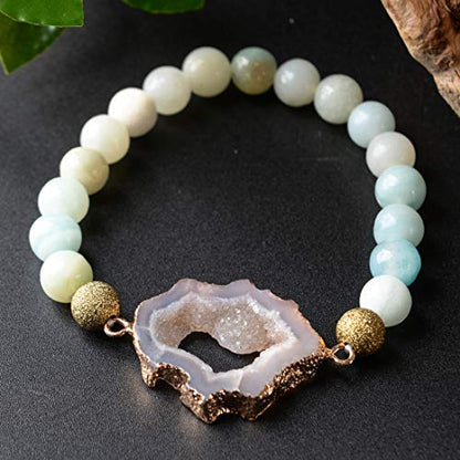 YGLINE Tree of Life Yoga Healing Stone Bracelets,Multilayer Lotus Chakra Stone Reiki Bracelet Sets,Anxiety Crystal Natural Stone,for Women Stress Relief - color: agate druzy